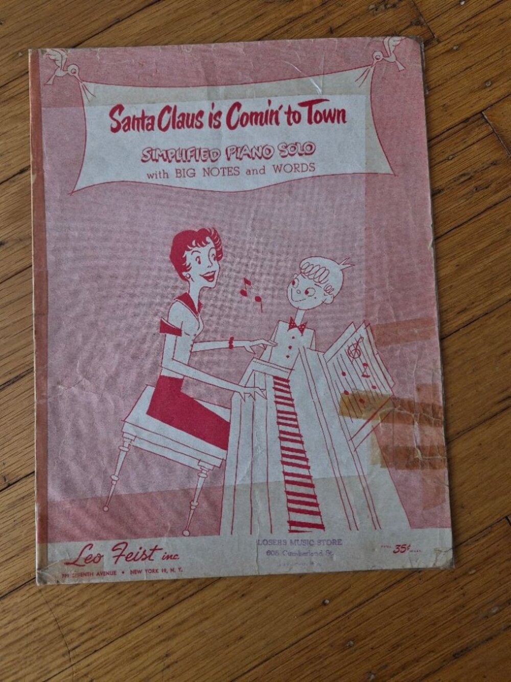 Vintage Sheet Music " Santa Claus Is Comin' To Town"